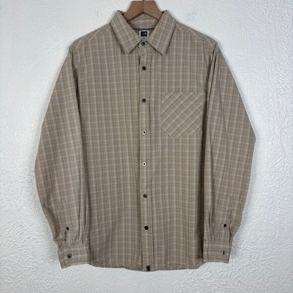 The North Face Men's Beige Plaid Long Sleeve Button Down Shirt Size Medium - Picture 1 of 5